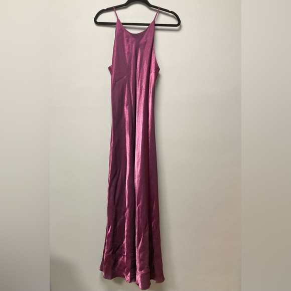Hampton Nites Dresses & Skirts - Vintage Hampton Nites Magenta Iridescent Metallic Maxi Dress Halter Neck 14